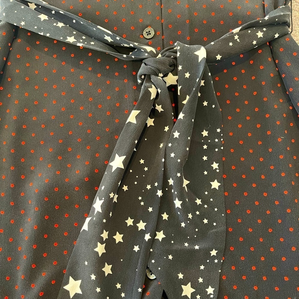 Equipment Kate Moss 100% Silk Shirt Dress, Black With Red Polka Dots, Size XS - Picture 12 of 16